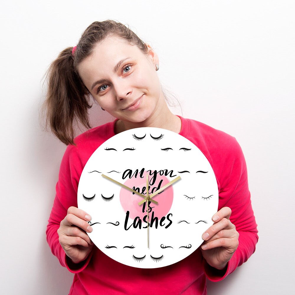 All You Need Is Lashes Beauty Salon Quote Silent Eyelash Extension Style Guide Lashes Salon Wall Clock