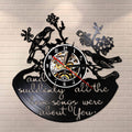 And Suddenly All The Love Songs Were All About You Inspirational Quote Vinyl Record Wall Clock Valentine Birds Retro
