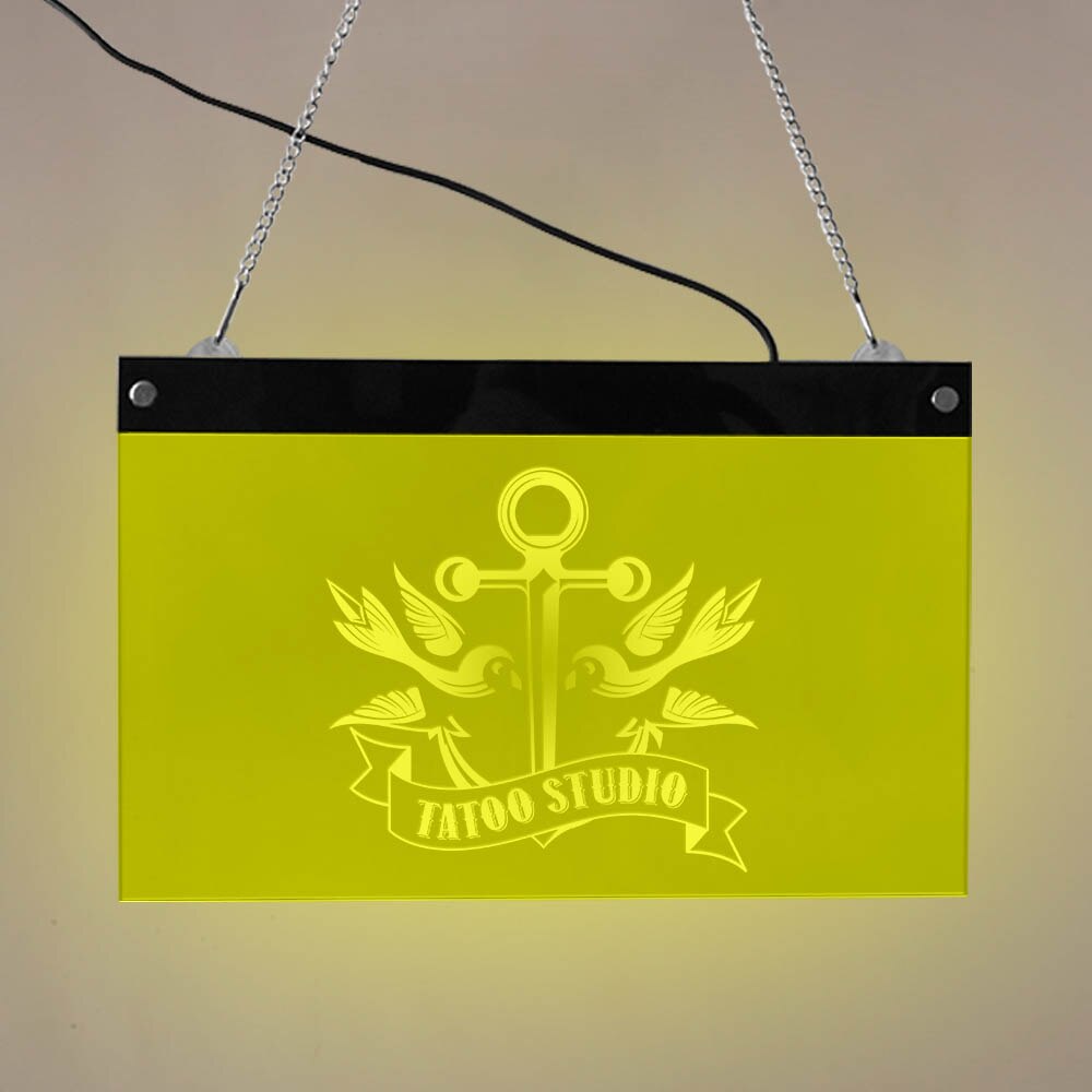Anchor and Bird Temporary Tattoo LED Lighting Neon Sign Naval Ship Anchor Tattoo Studio LED Lighted Business Board Open Sign