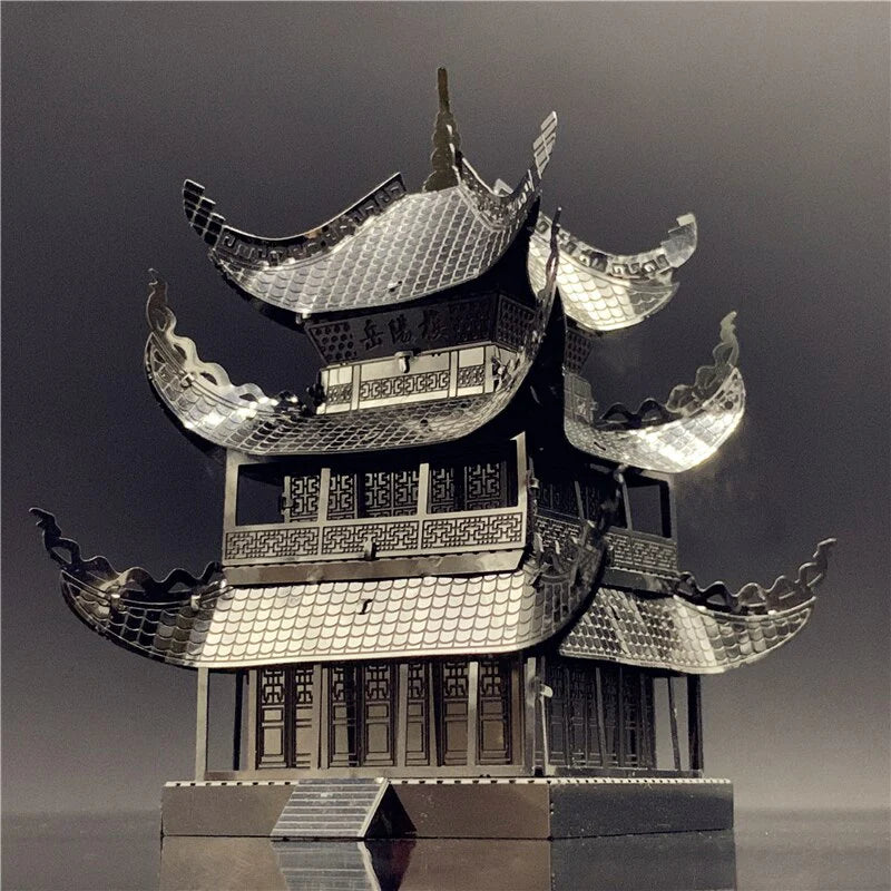3D metal puzzle Yueyang Tower Chinese architecture DIY Assemble Model Kits Laser Cut Jigsaw toy gift (Yueyang Tower)