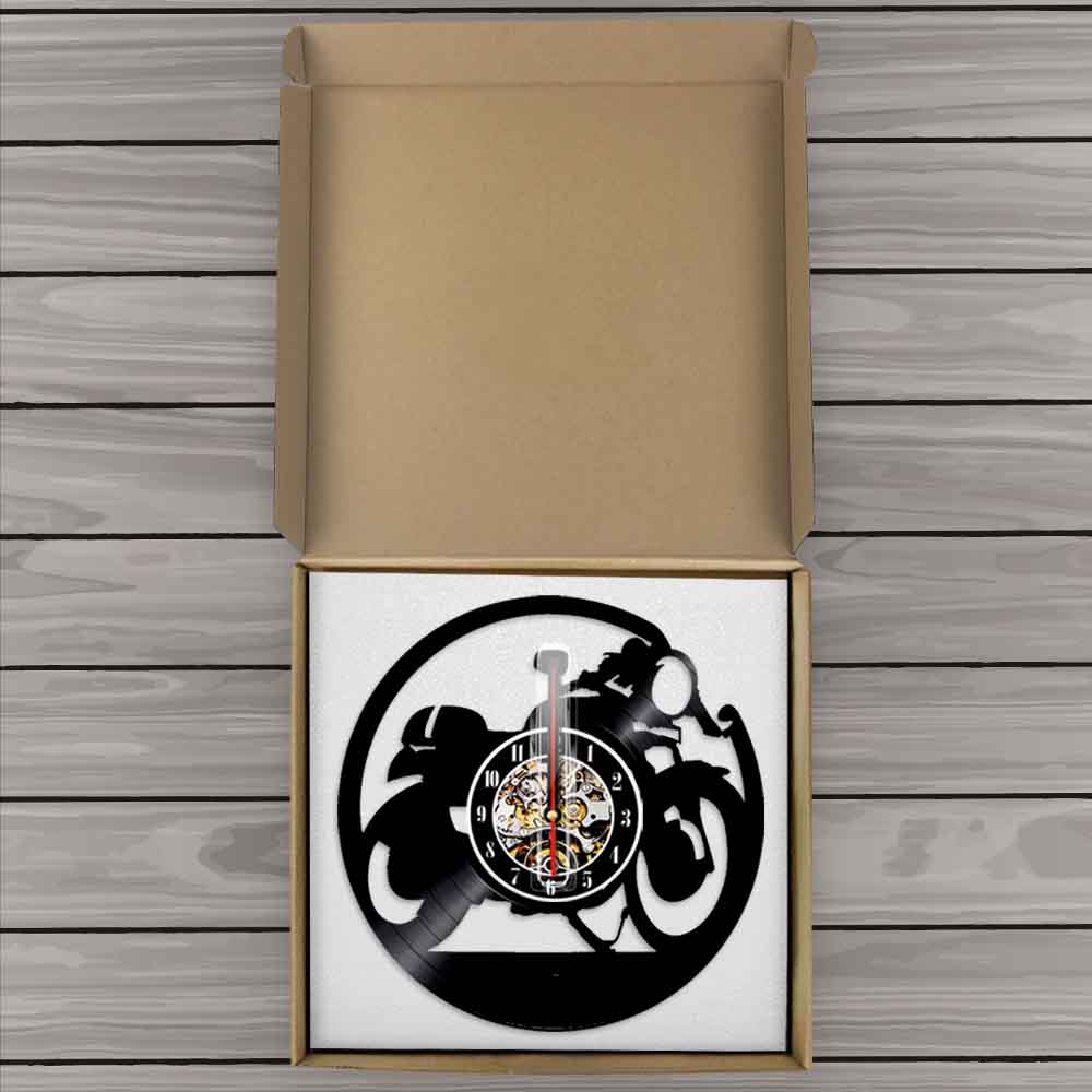 Cafe Racer Clock Handmade Vinyl Wall Clock Classic Motorcycle Vinyl Wall Clock Motorbike Clock Motorcyclist Racer Riders Gift