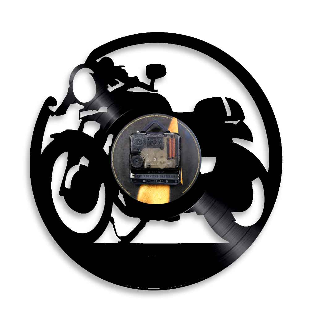 Cafe Racer Clock Handmade Vinyl Wall Clock Classic Motorcycle Vinyl Wall Clock Motorbike Clock Motorcyclist Racer Riders Gift