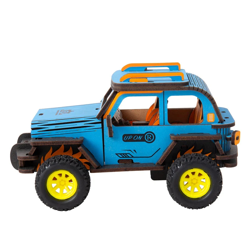 4 Kinds Movable DIY 3D Wooden Inertia Power Car Puzzle Game Popular Toy Gift for Children Friend HL