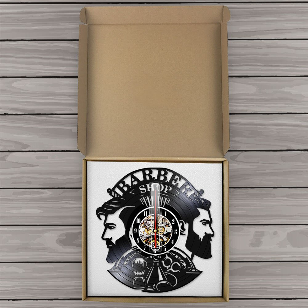 Barbershop Supplies Vinyl Clock Hairstylist Profession Wall Art Hairdresser Instruments Vinyl Record Wall Clock Man Salon Decor