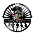 American Football Players Wall Clock Sports Locker Room Modern Design Rugby Vinyl Record Wall Clock Football Fan
