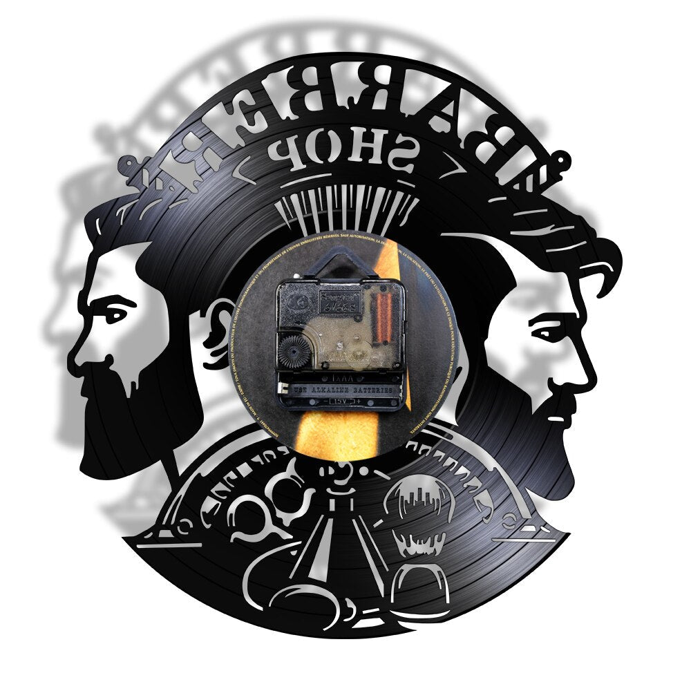Barbershop Supplies Vinyl Clock Hairstylist Profession Wall Art Hairdresser Instruments Vinyl Record Wall Clock Man Salon Decor