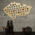Pub Bar Bottle Cap Display Holder Czech Republic Cap Map Czech Map Wooden Wall Sign Unique Gift For Her Him