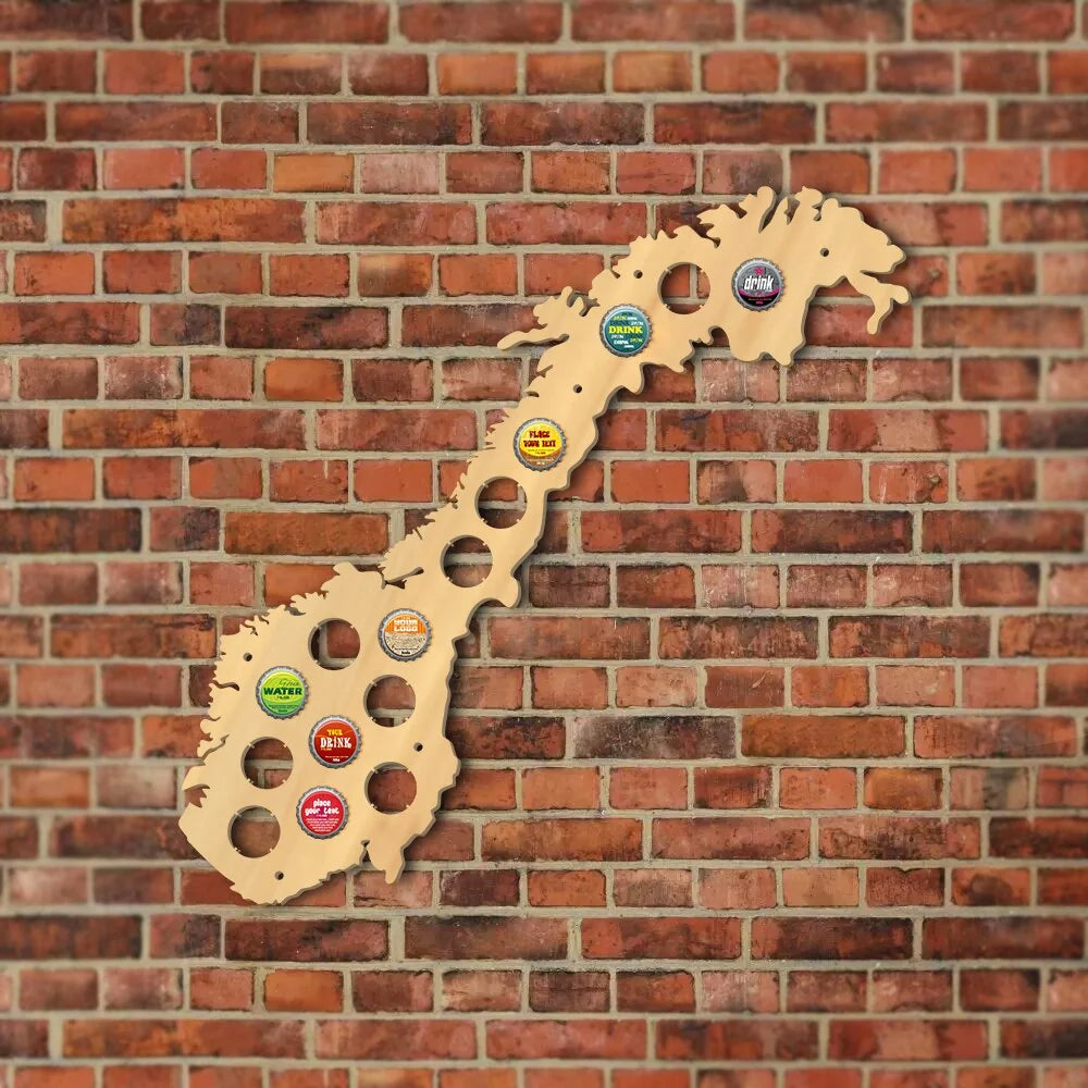 The Kingdom of Norway Cap Map Wooden Wall Sign Bottle Cap Display Holder For Pub Bar