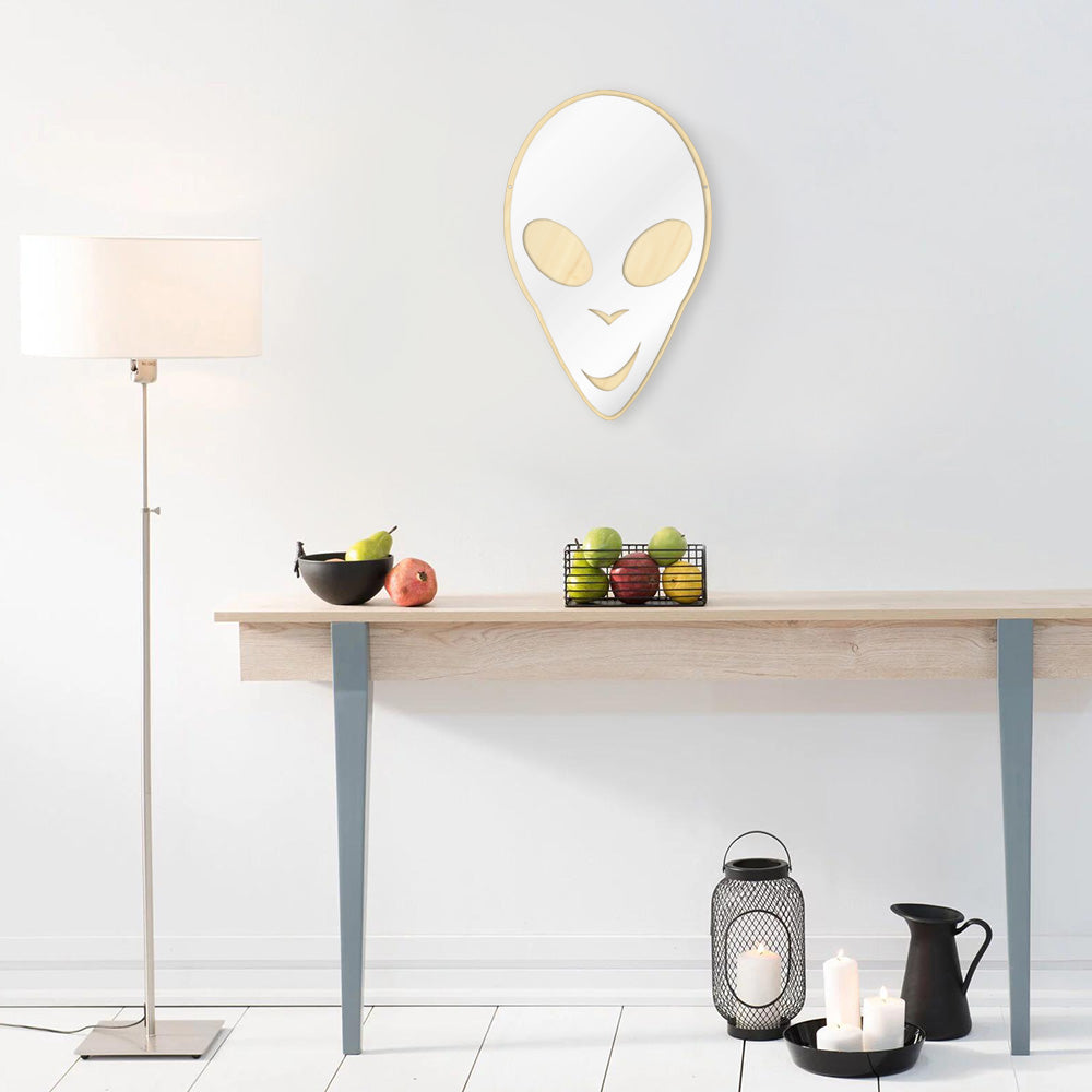 Alien ET Extraterrestrial Cute Wall Mirror E.T. Science Galaxy Planet Nursery Kid Room Decor Acrylic Mirror With Wooden Back