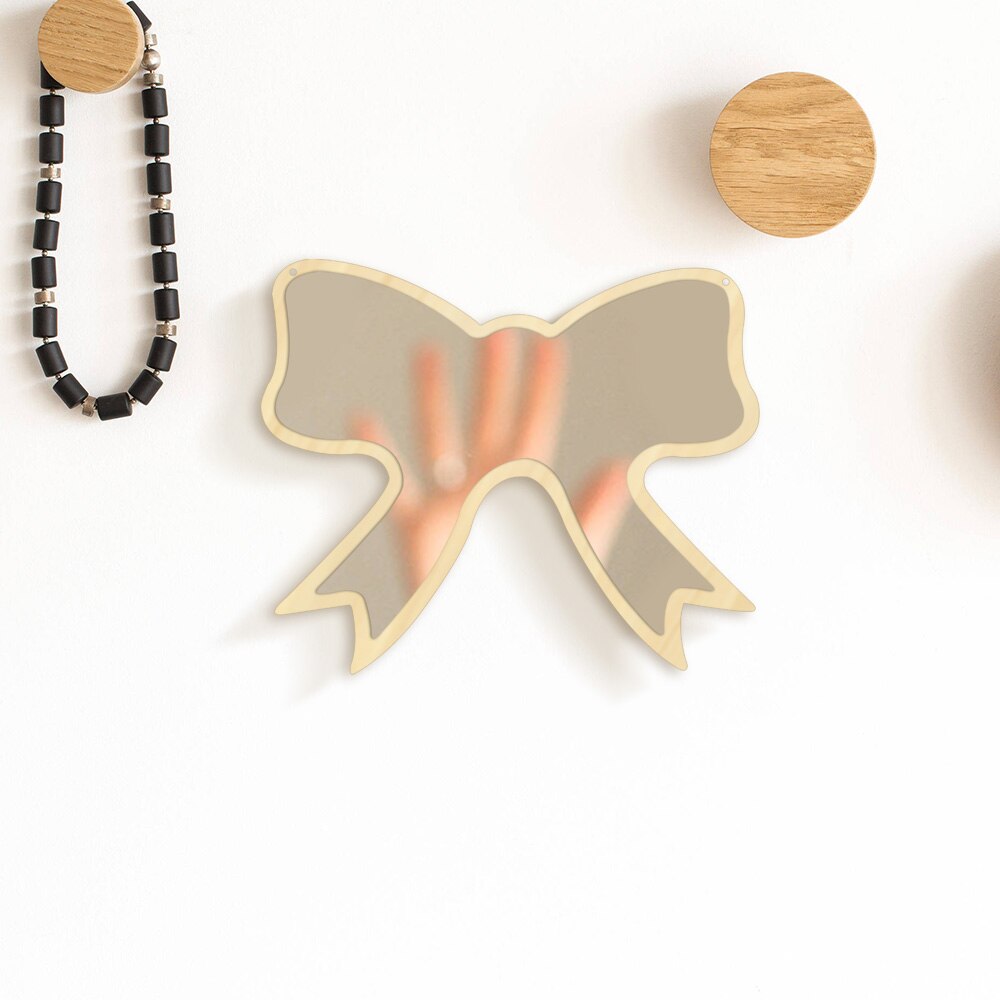Butterfly Tie Wall Mirror With Wooden Back Nursery Hanging Wall Mirror For Living Room Unique For Kids