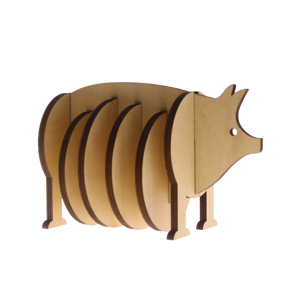 7Pieces/Set Creative Wooden Pin Coaster Pig Model Coffee Tea Milk Cup Mats Unique Table Decor Kitchen Placemat