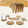 7Pieces/Set Creative Wooden Pin Coaster Pig Model Coffee Tea Milk Cup Mats Unique Table Decor Kitchen Placemat