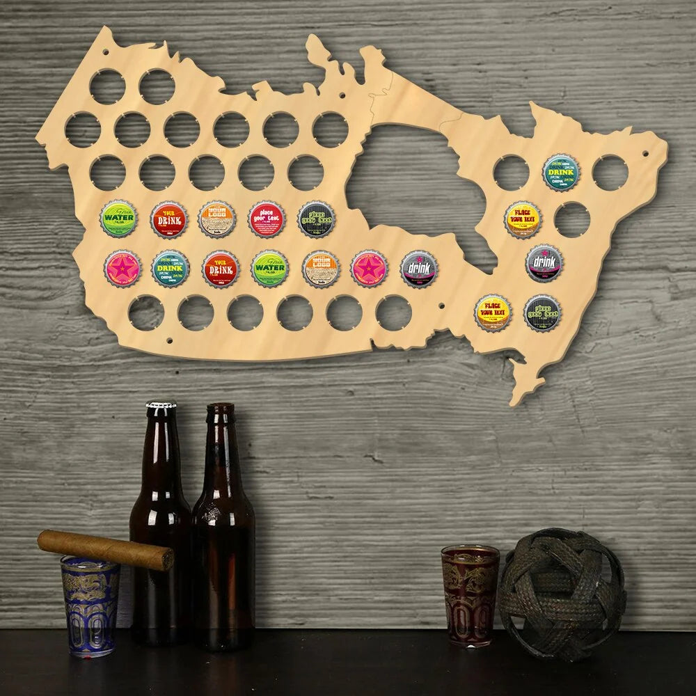 Creative Wooden Craft Canada Cap Map