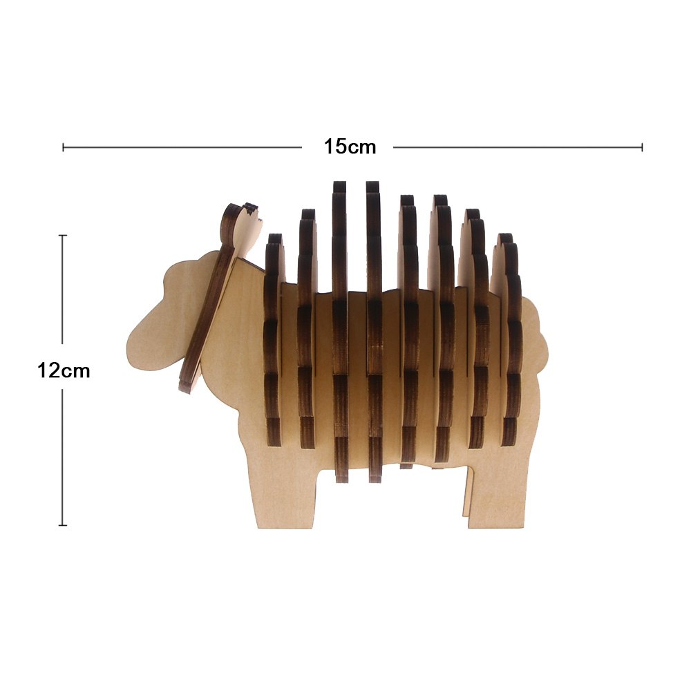 7Pieces/Set Handmade Wood Animal Shape Antislip Table Mat Sheep Shape Pine Coasters DIY Place Mat Coffee Cup Pad Unique Gifts