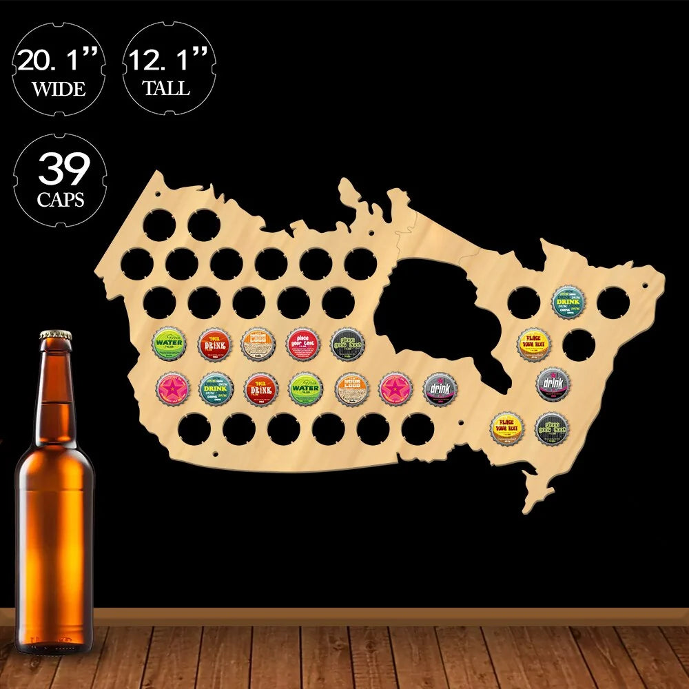 Creative Wooden Craft Canada Cap Map