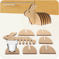 7Pieces/Set Lovely Bunny Art Decoration Wooden Pin Coaster Creative Rabbit Coffee Cup Mat Personality Table Decor