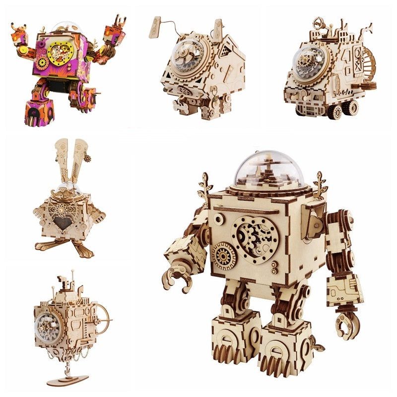 6 Kinds Fan Rotatable Wooden DIY Steampunk Assembly Gift for AM601
