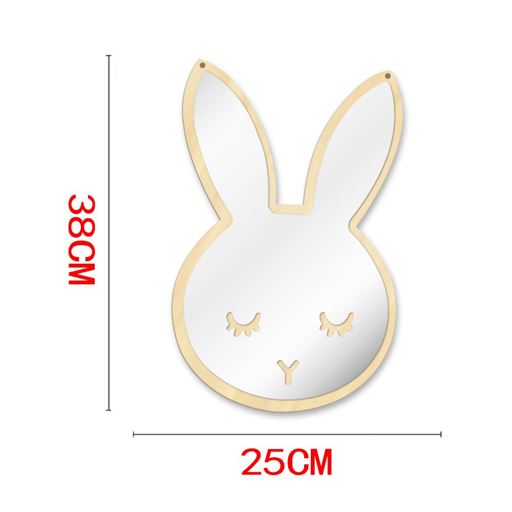 Bunny Sleepy Eyes Makeup Mirror Cute Animal Sleeping Rabbit Wood & Acrylic Safety Wall Mirror Nursery For Kids