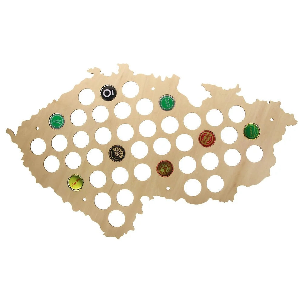 Pub Bar Bottle Cap Display Holder Czech Republic Cap Map Czech Map Wooden Wall Sign Unique Gift For Her Him