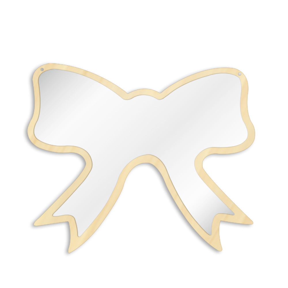 Butterfly Tie Acrylic Wall Mirror With Wooden Back Cosmetic Make-up Mirror Girl Room Nursery Hanging For Her
