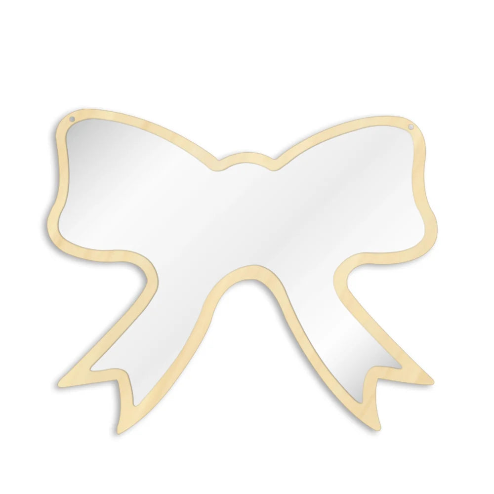 Butterfly Tie Acrylic Wall Mirror With Wooden Back Cosmetic Make-up Mirror Girl Room Nursery Hanging For Her