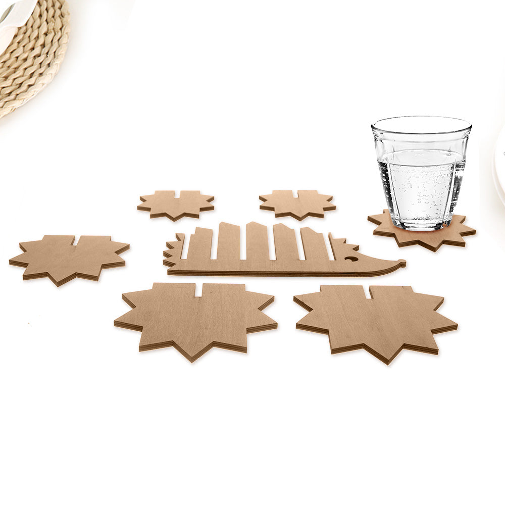7Pieces/Set Animal Pin Wooden Coaster Hedgehog Shape DIY Coffee Tea Cup Mat Creative Table Decoration Figurines & Miniatures