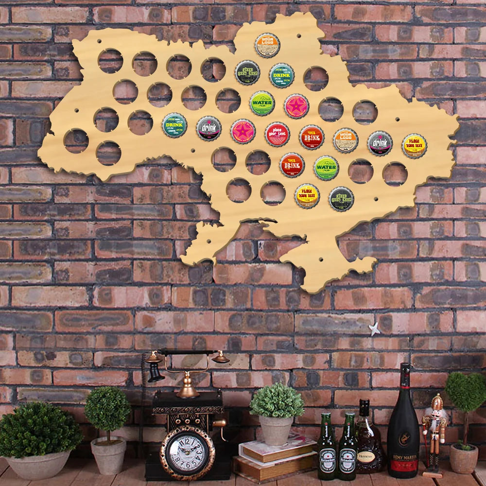 Ukraine Cap Map Wooden Craft Bottle Cap Map Of Ukraine Bottle Cap Display Holder Gift For Cap Collector