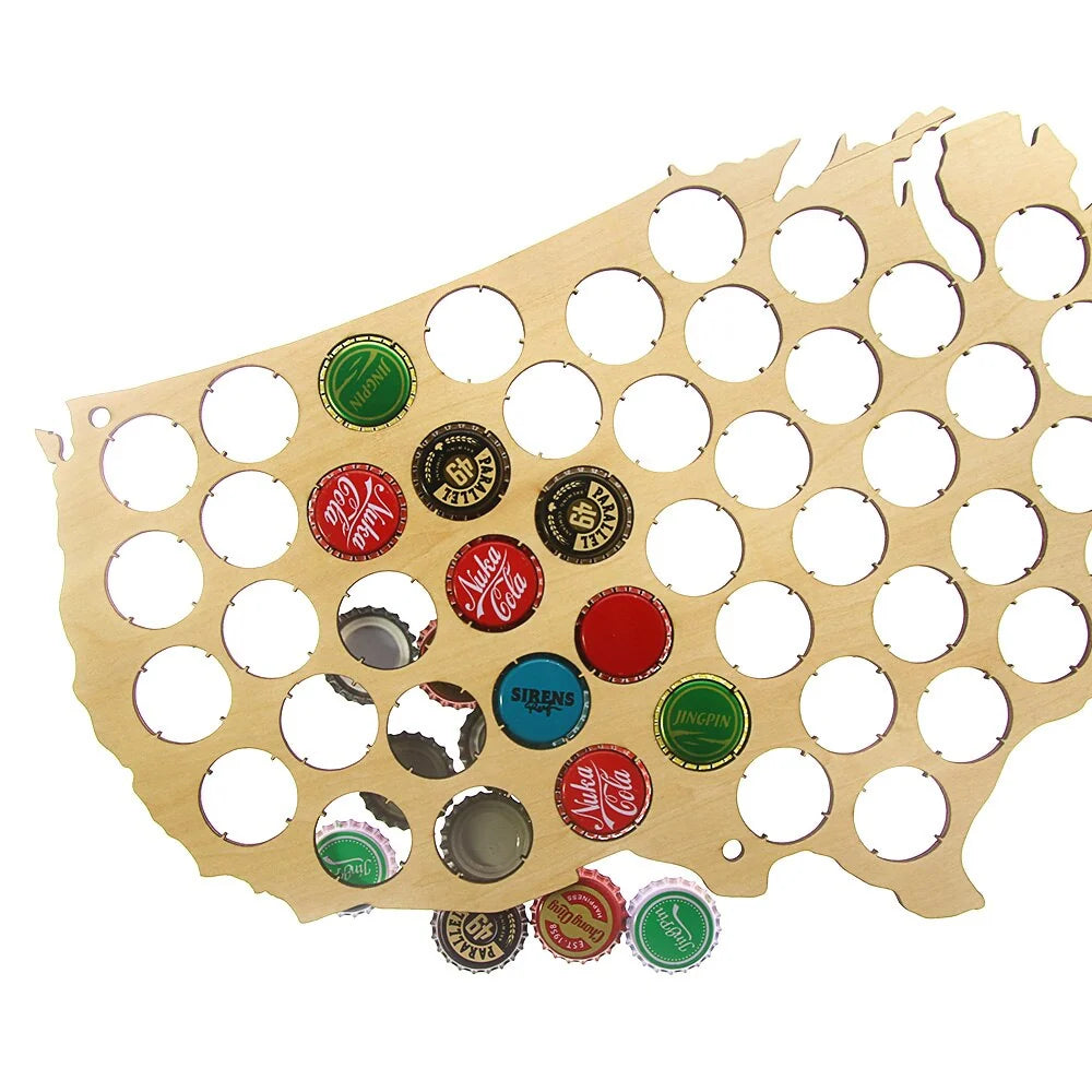 Creative Wooden Cap Maps Bottle Caps Map of USA Display Board Wall Art Decor Unique Gift For Cap Collectors