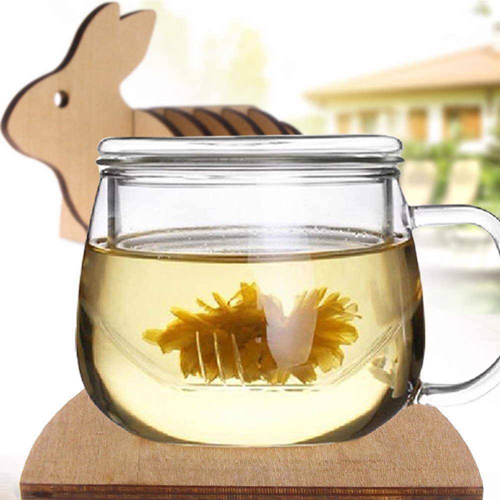 7Pieces/Set Lovely Bunny Art Decoration Wooden Pin Coaster Creative Rabbit Coffee Cup Mat Personality Table Decor