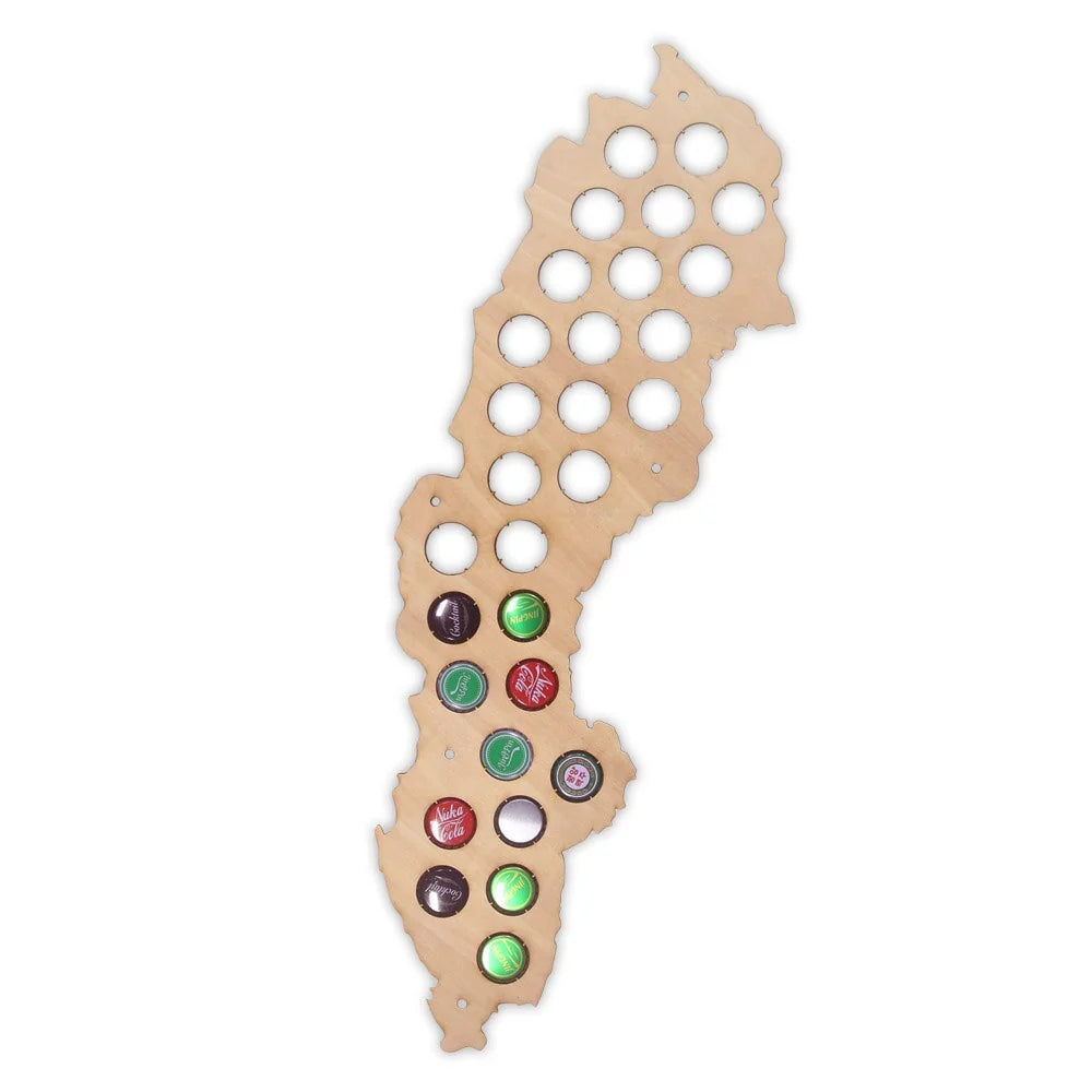 Swedent Cap Maps Handmade Wooden Craft Wall Mounted Maps Bottle Caps Collection Gadget