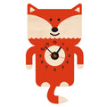 Adorable Fox Wooden Wall Clock With Tail Pendulum Woodland Animal Nursery Modern Fox Loveer Gift