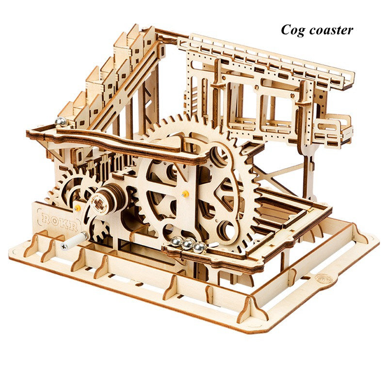 4 Pieces DIY Magic Gear Drive Ball Crash Game Wooden Gift for Teens LG