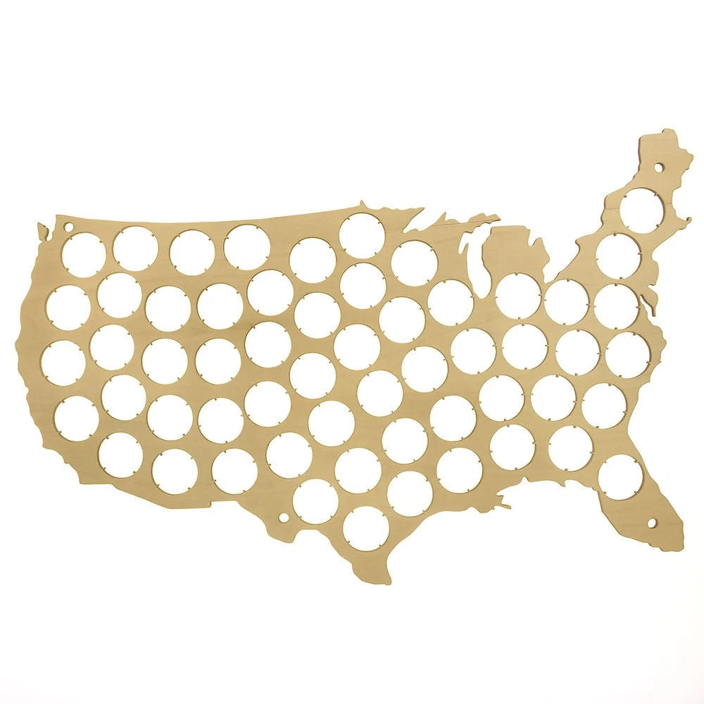 Creative Wooden Cap Maps Bottle Caps Map of USA Display Board Wall Art Decor Unique Gift For Cap Collectors