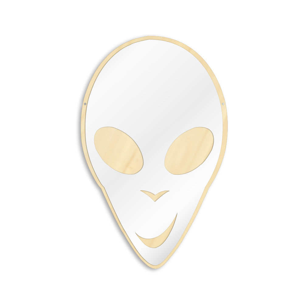 Alien ET Extraterrestrial Cute Wall Mirror E.T. Science Galaxy Planet Nursery Kid Room Decor Acrylic Mirror With Wooden Back