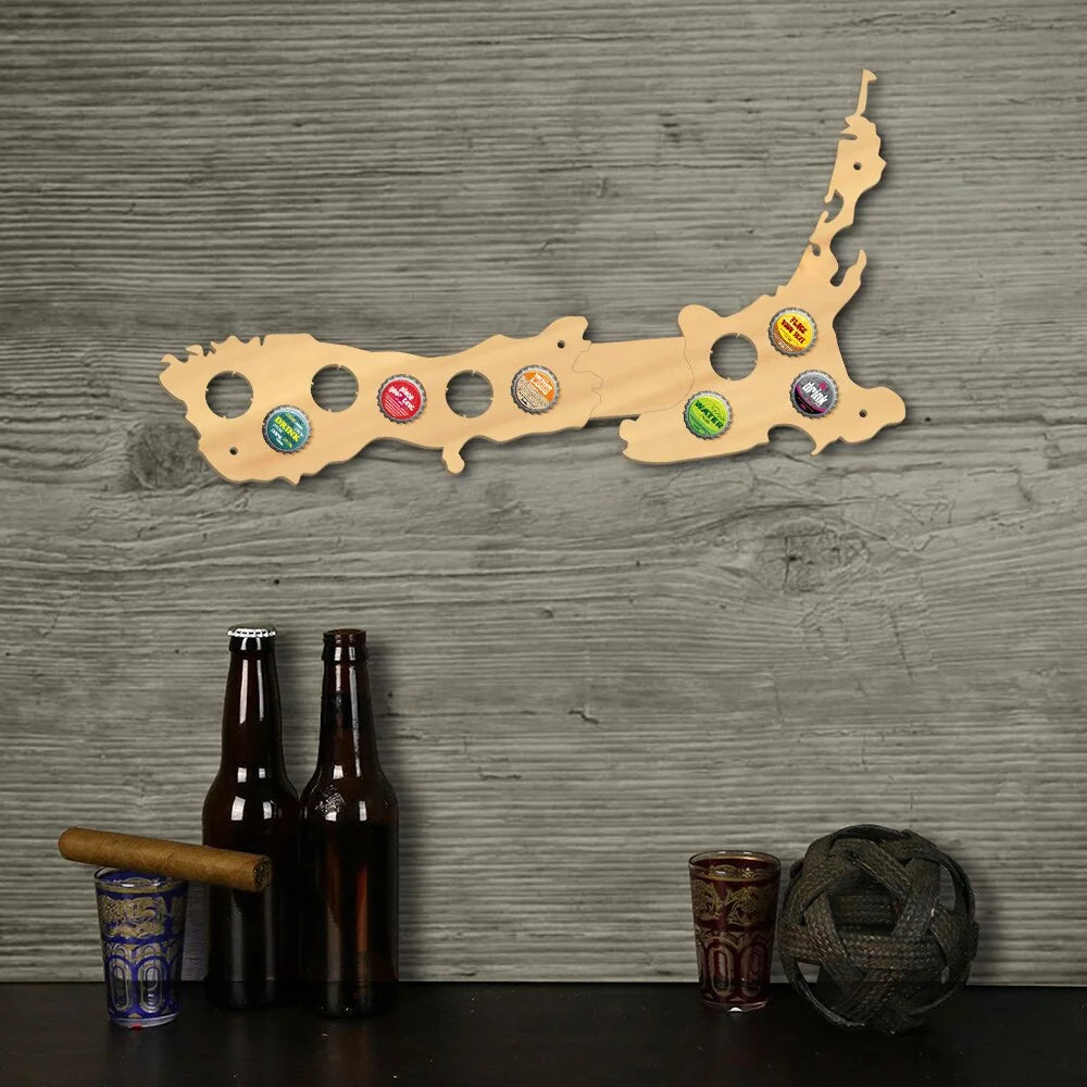 Map Of New Zealand Cap Map Display Holder Bottle Cap Gadgets Wood Crafts 3D Wall For Pub Bar