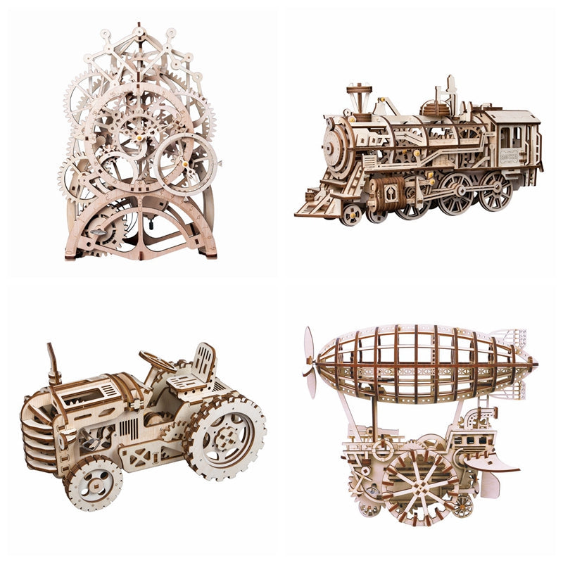 6 Kinds DIY Gear Drive Wooden Mechanical Assembly Gift for Teens LGLK