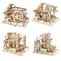 4 Kinds Marble Run Game DIY Waterwheel Coaster Wooden Assembly Gift for LG501