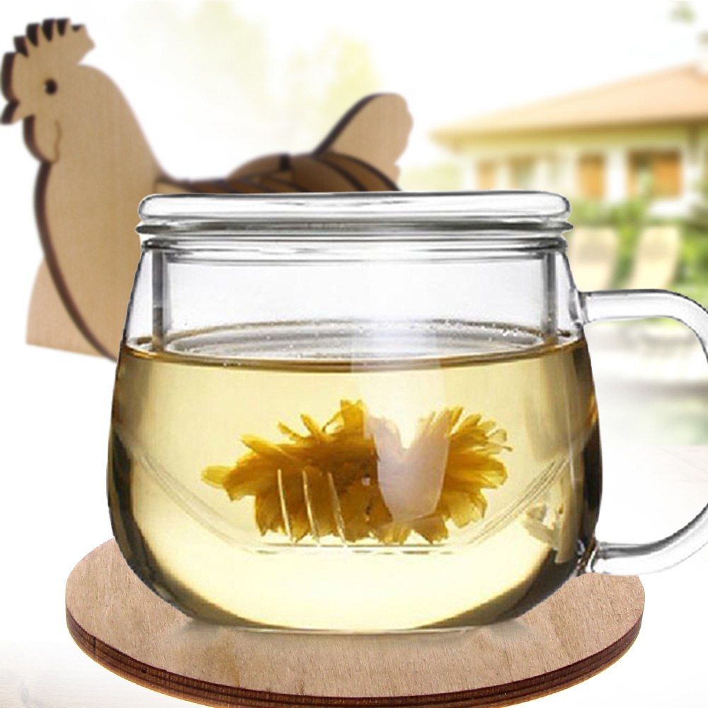 7Pieces/Set Cock Wooden Coaster Creative Animal Theme DIY Pin Table Mat Coffee Tea Mug Wood Coaster Table Decor