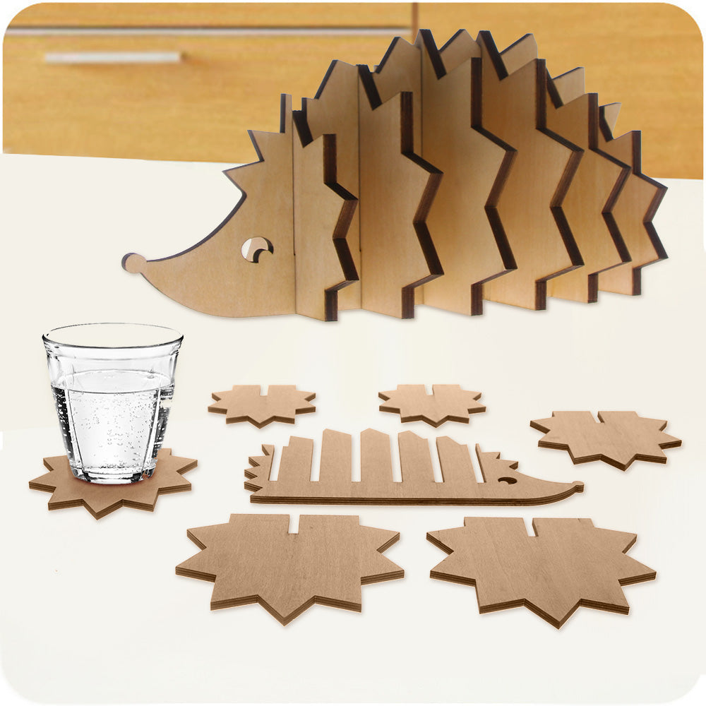 7Pieces/Set Animal Pin Wooden Coaster Hedgehog Shape DIY Coffee Tea Cup Mat Creative Table Decoration Figurines & Miniatures