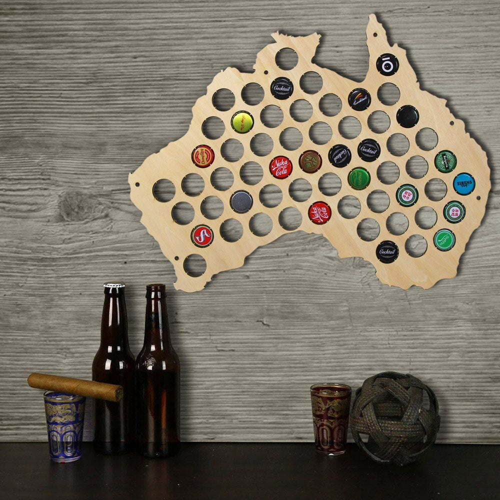 Australia Cap Map Laser Engraved Hanging Wooden Map Creative For Cap Collector Modern