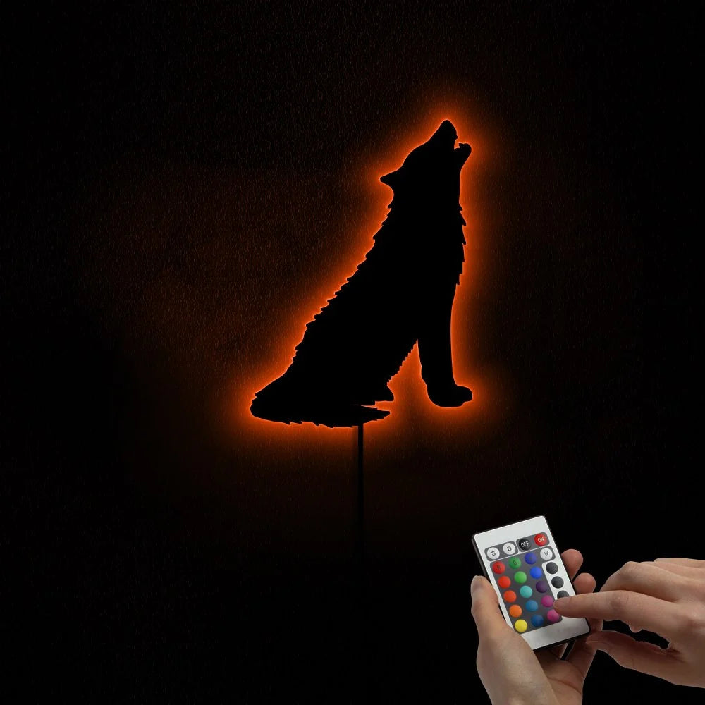 Forest Wolf Howling Acrylic Wall Mirror Wolf Totem Tribal Animal Luminous Wall Mirror Wolf Lovers Man Cave Room Decor