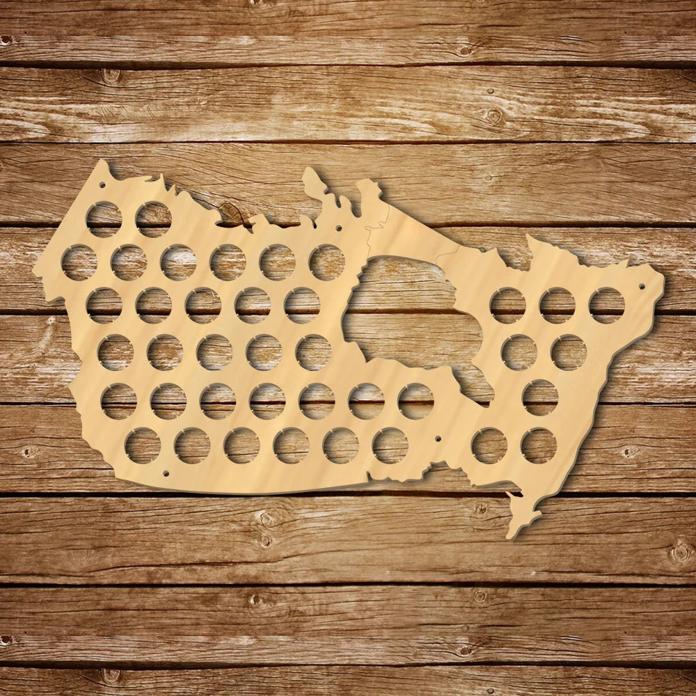 Creative Wooden Craft Canada Cap Map