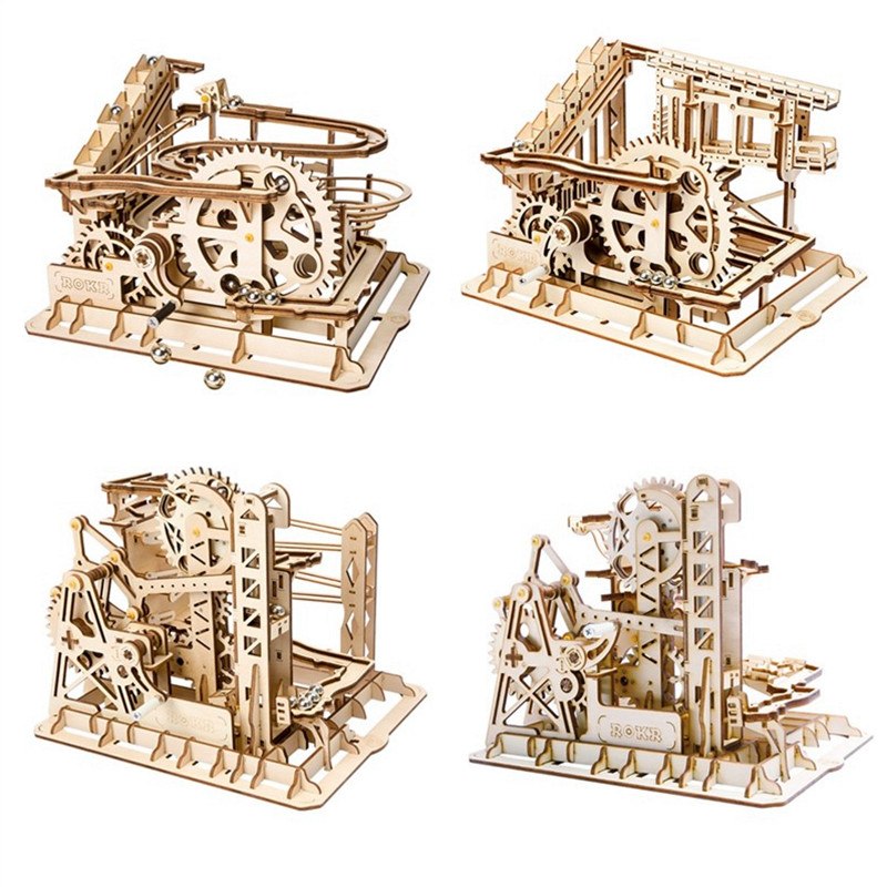 4 Pieces DIY Magic Gear Drive Ball Crash Game Wooden Gift for Teens LG