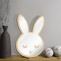 Bunny Sleepy Eyes Makeup Mirror Cute Animal Sleeping Rabbit Wood & Acrylic Safety Wall Mirror Nursery For Kids