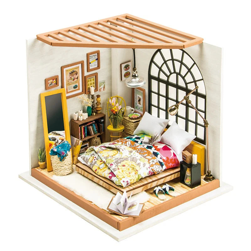 14 Kinds DIY House with Furniture Miniature Wooden Doll House DG