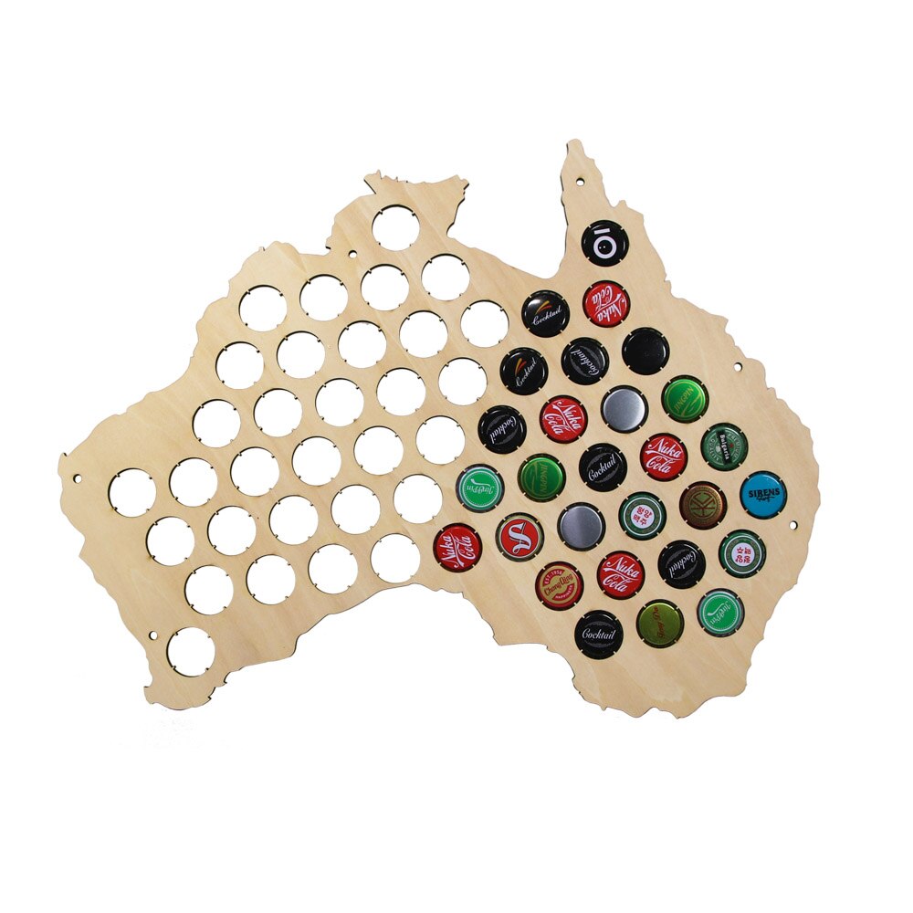 Australia Cap Map Laser Engraved Hanging Wooden Map Creative For Cap Collector Modern