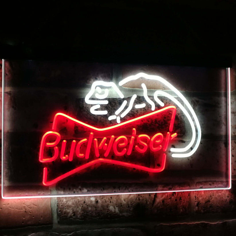 Budweiser Lizard Bar Decoration Gift Dual Color Led Neon Light Signs st6-a2084