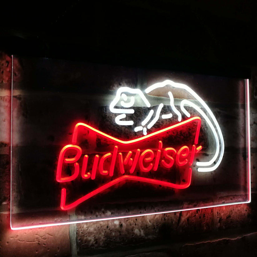 Budweiser Lizard Bar Decoration Gift Dual Color Led Neon Light Signs st6-a2084