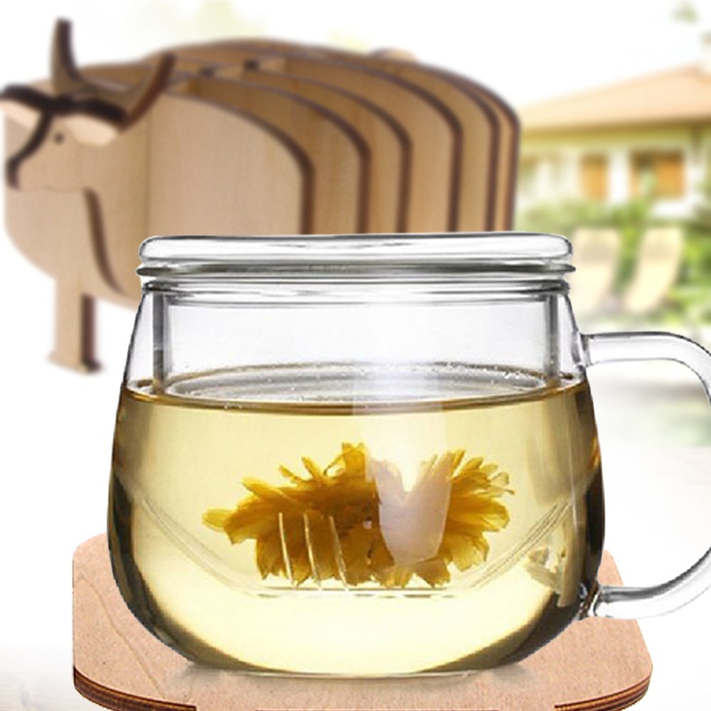 7Pieces/Set Cow Model DIY Pin Wooden Coast Creative Coffee Tea Cup Mat Animal Theme Art Decoration Unique Gift Idea For Friends