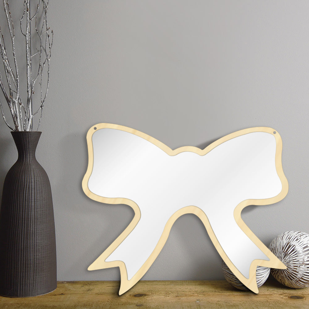 Butterfly Tie Acrylic Wall Mirror With Wooden Back Cosmetic Make-up Mirror Girl Room Nursery Hanging For Her